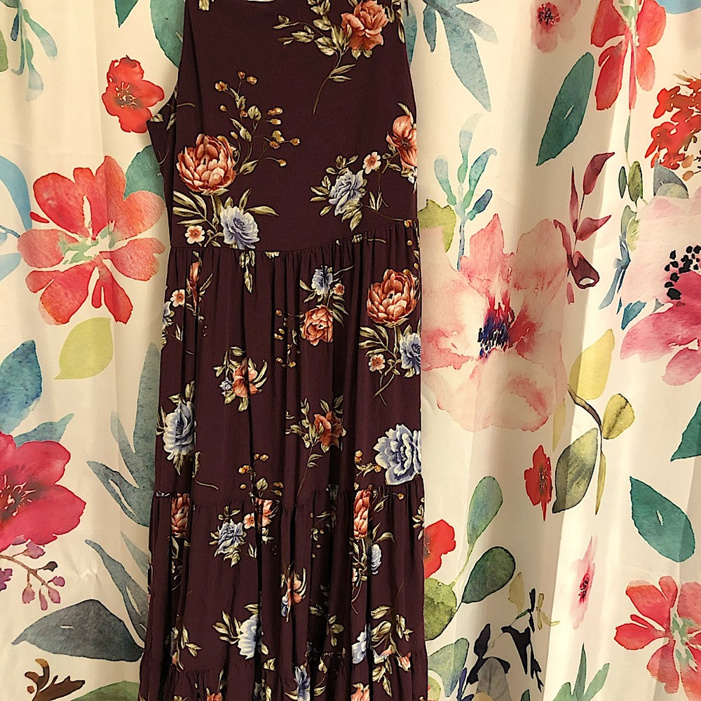 Burgundy floral maxi dress